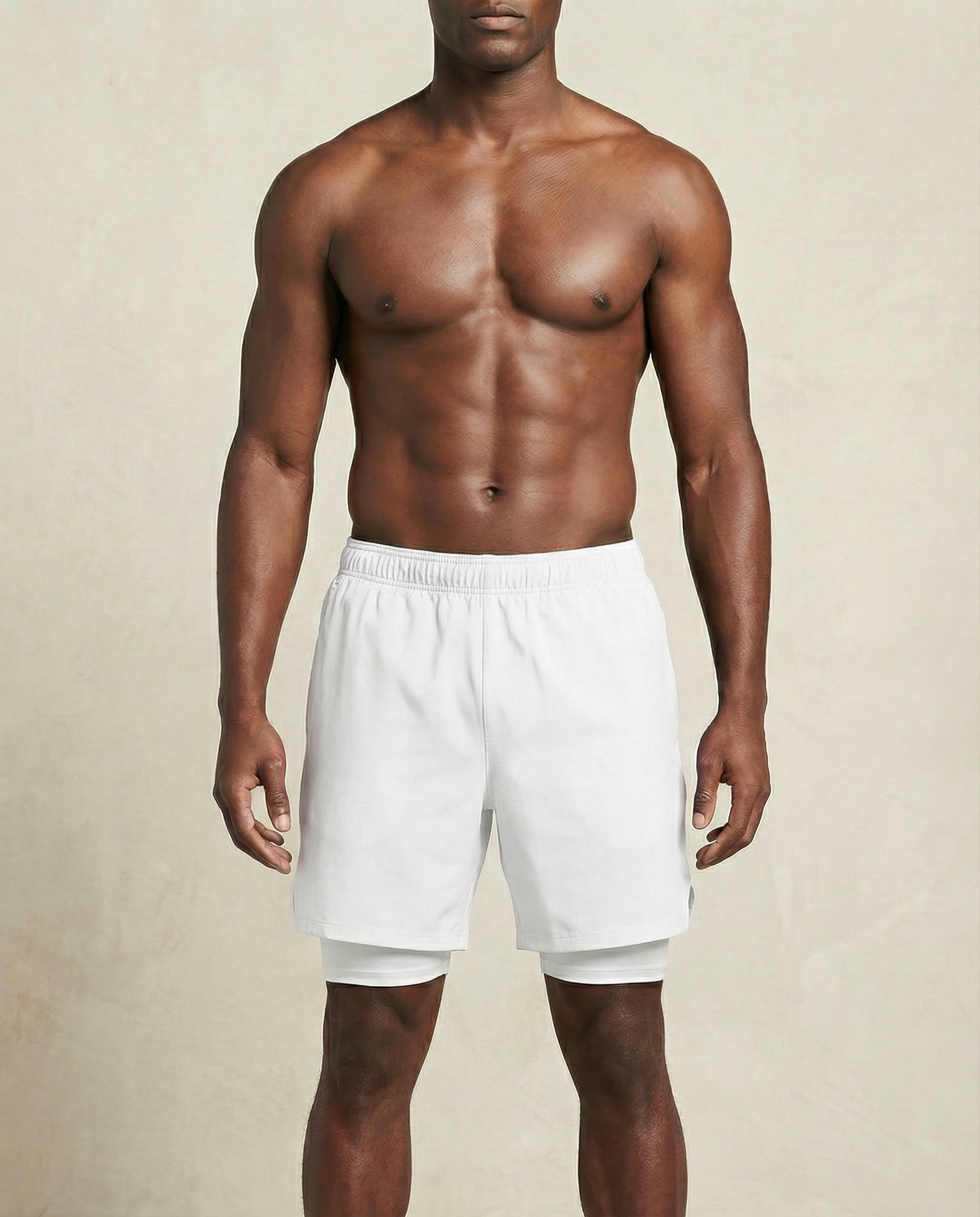 Men’s 2-in-1 Workout Shorts - White